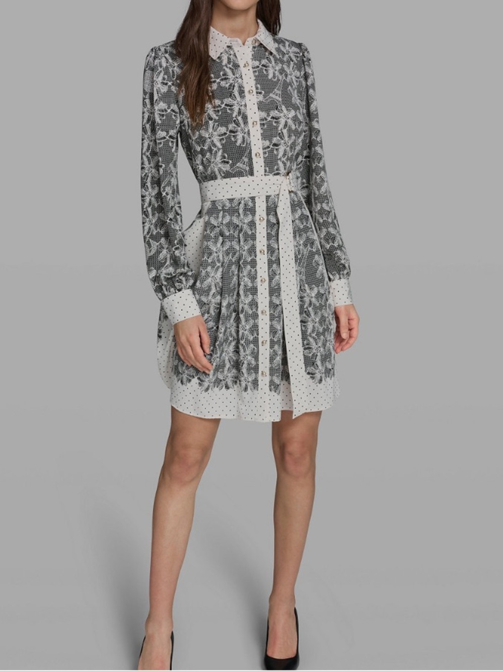 Karl Lagerfeld Front Button Collared Mini Dress